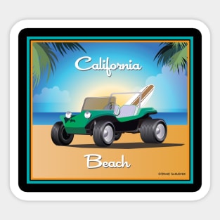 Manx Buggy on California Beach Sticker